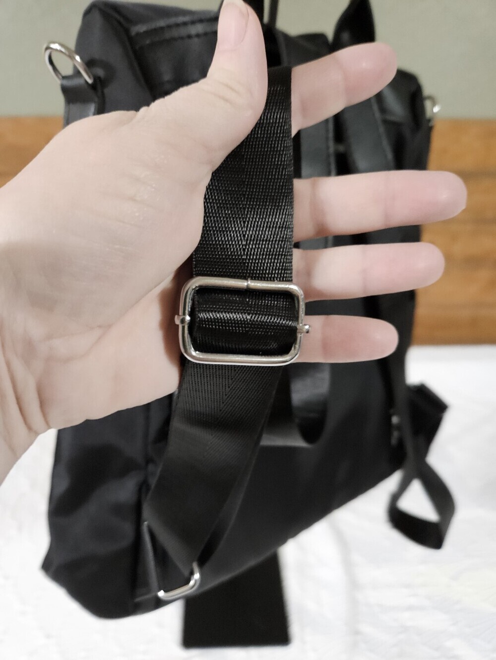 Amazon Women's Black Nylon Anti-theft Backpack with Silver Emblem - Picture 8 of 12